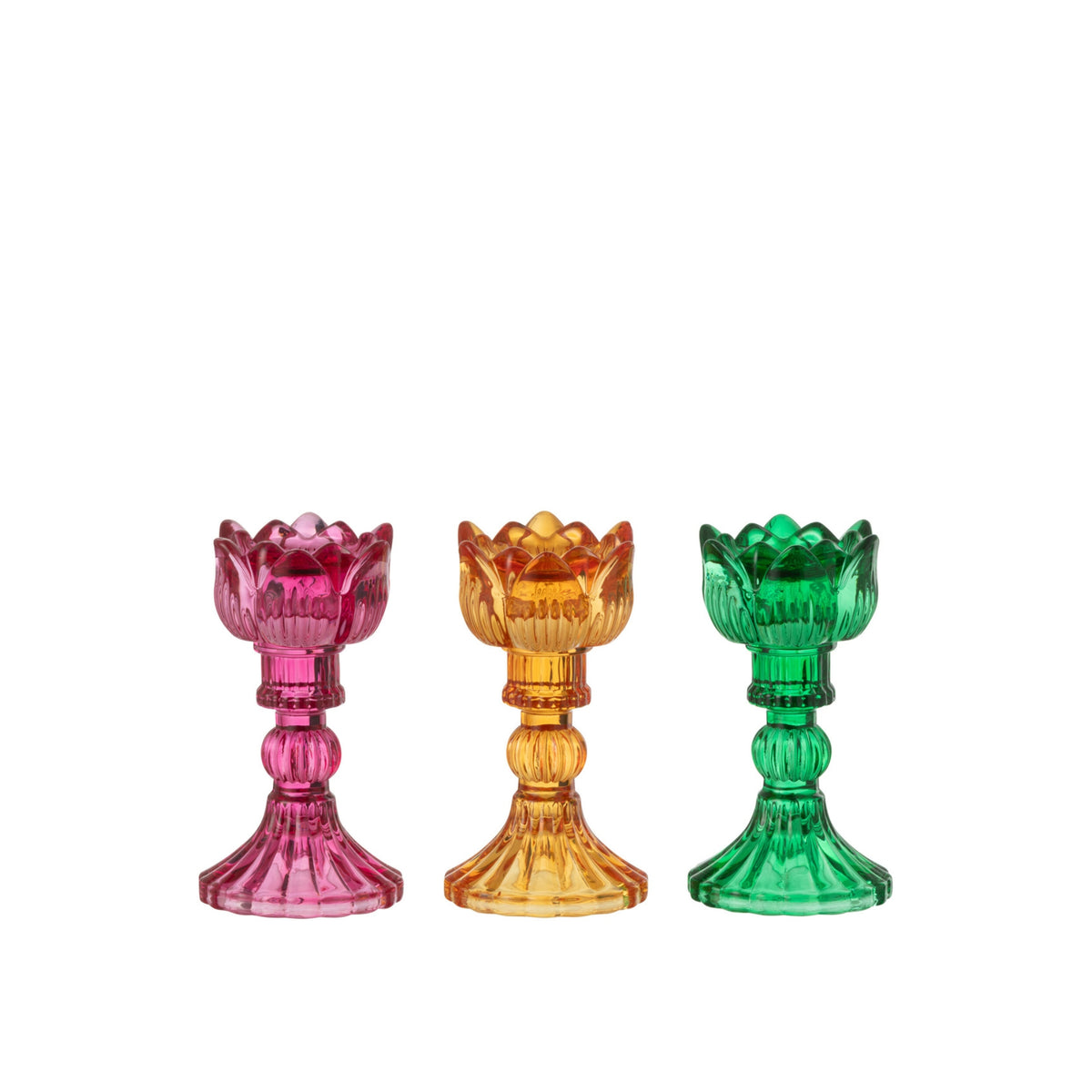 Lot de 3 bougeoirs Rose Verre Mix J-Line
