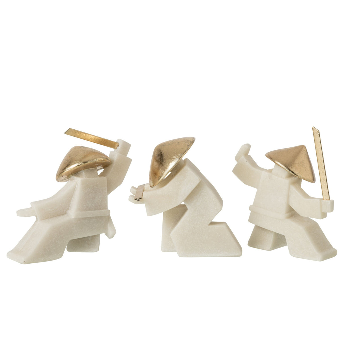 Figurine Sports de Combat Résine Blanc/Or Assortiment De 3 J-Line