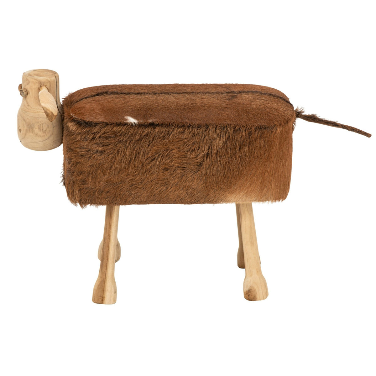 Tabouret Mouton Peau Marron/Naturel J-Line