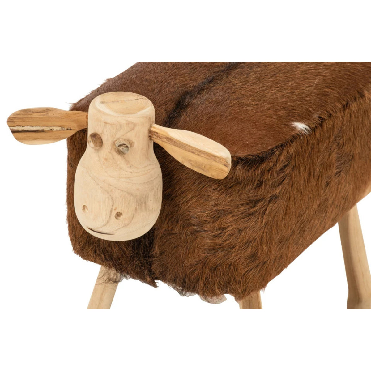 Tabouret Mouton Peau Marron/Naturel J-Line