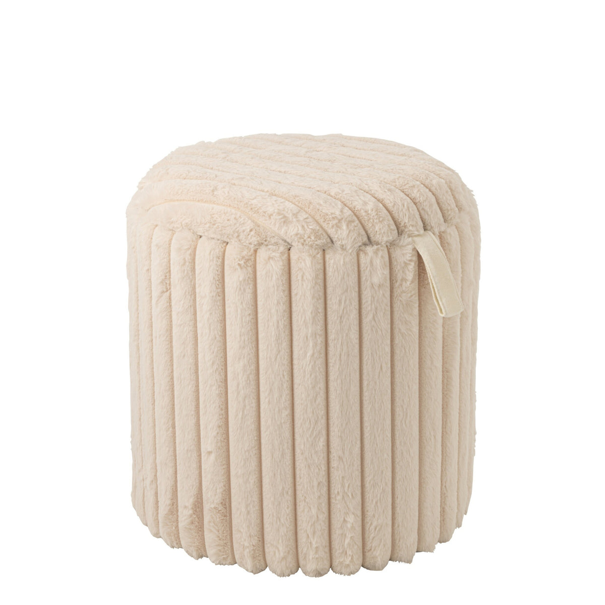 Pouf + couvercle côtelé en MDF beige J-Line