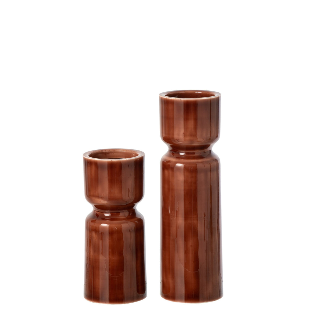 Lot de 2 bougeoirs en fer marron J-Line