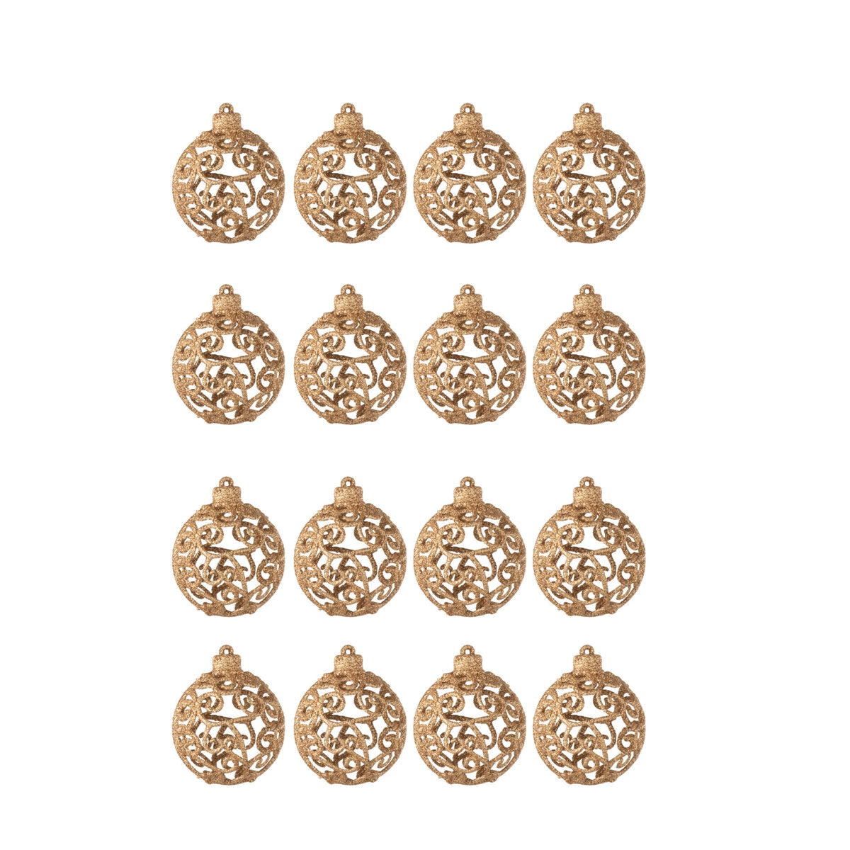 Boîte de 16 boules de Noël motif baroque en plastique couleur pêche J-Line