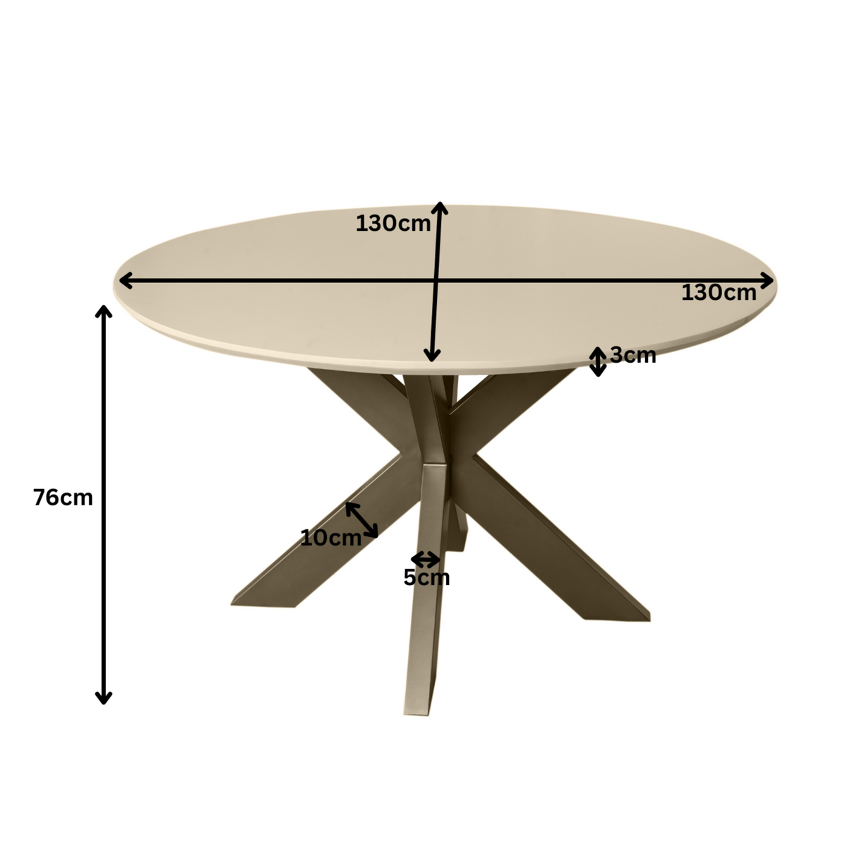 Table à manger Madison Bois de manguier Sable Ronde 130cm Starfurn
