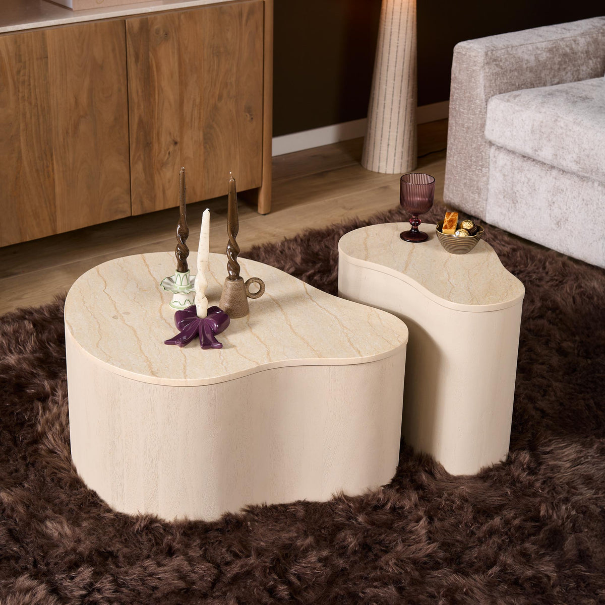 Table basse Lovi Bois de manguier Sable 77cm Starfurn