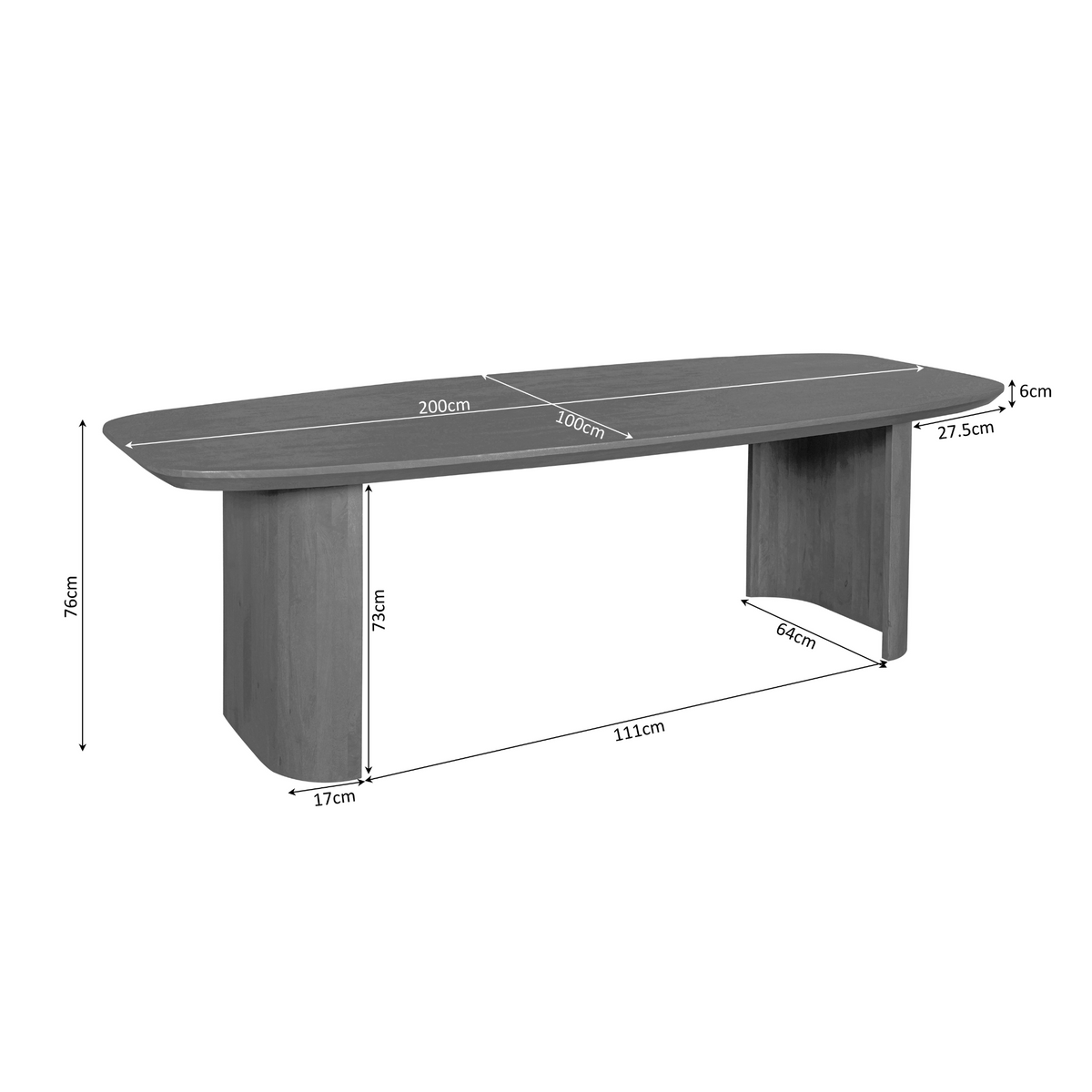Table à manger Maré Bois de manguier Marron 200cm Starfurn