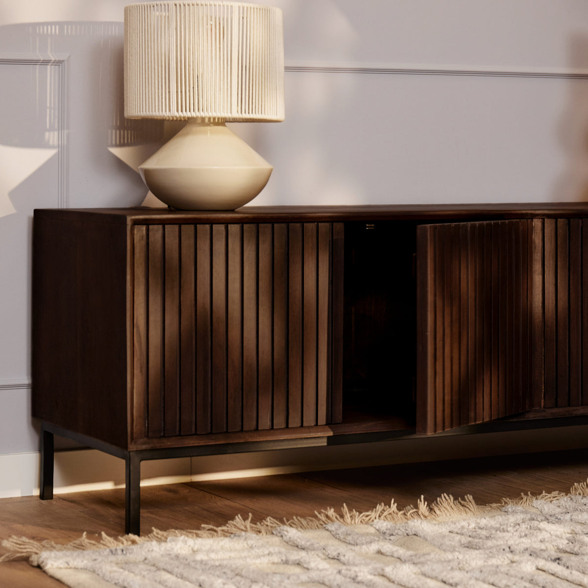 Meuble TV Madison Bois de Manguier Marron 165cm Starfurn