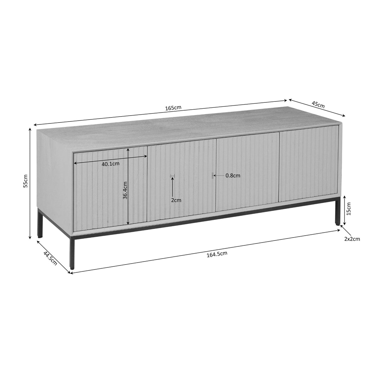 Meuble TV Madison Bois de Manguier Marron 165cm Starfurn