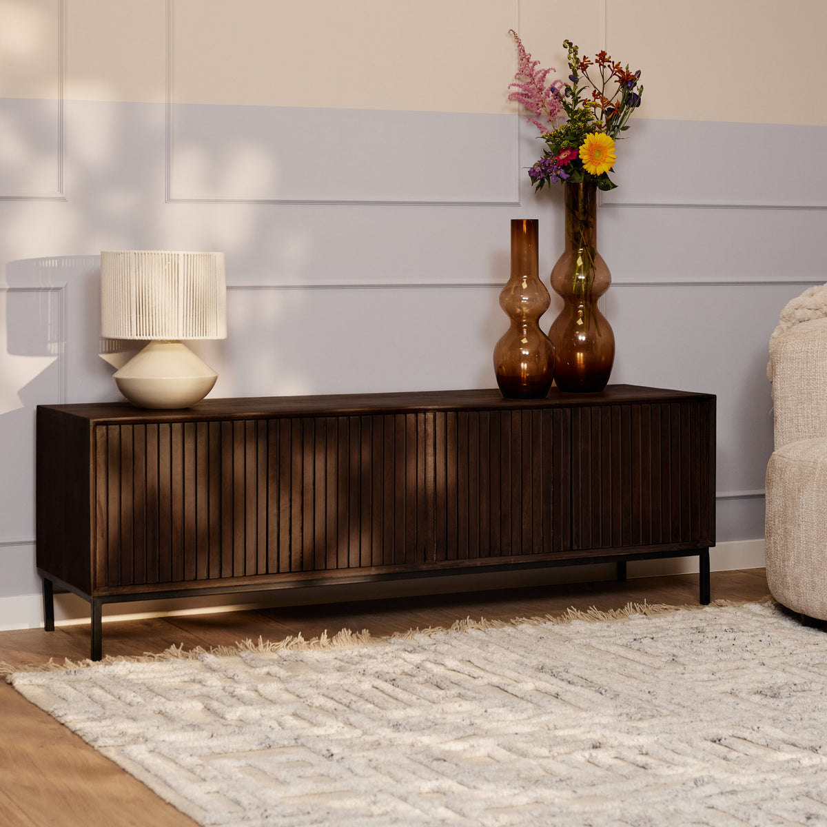 Meuble TV Madison Bois de Manguier Marron 165cm Starfurn
