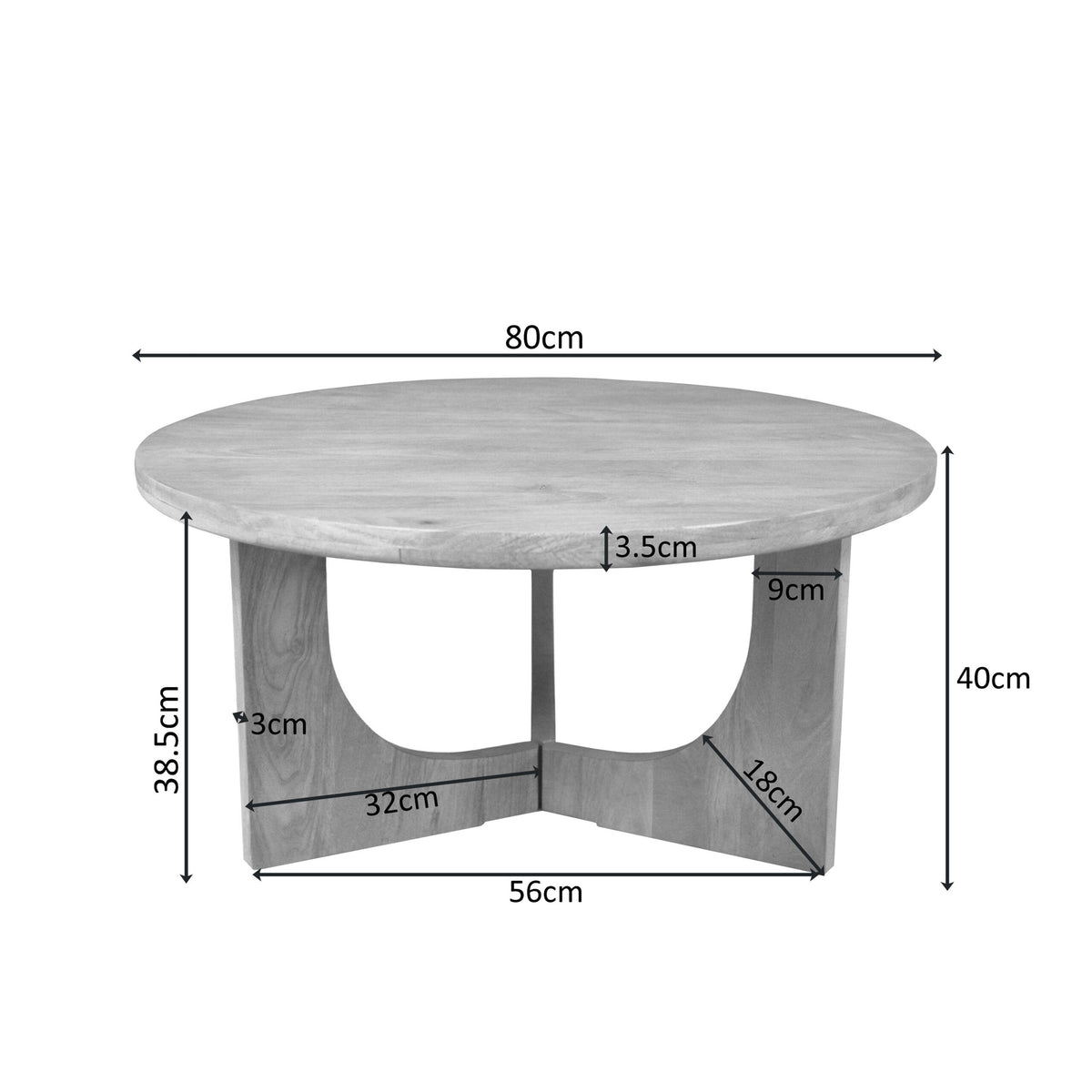 Table basse Guus Bois de manguier Naturel 80cm Starfurn