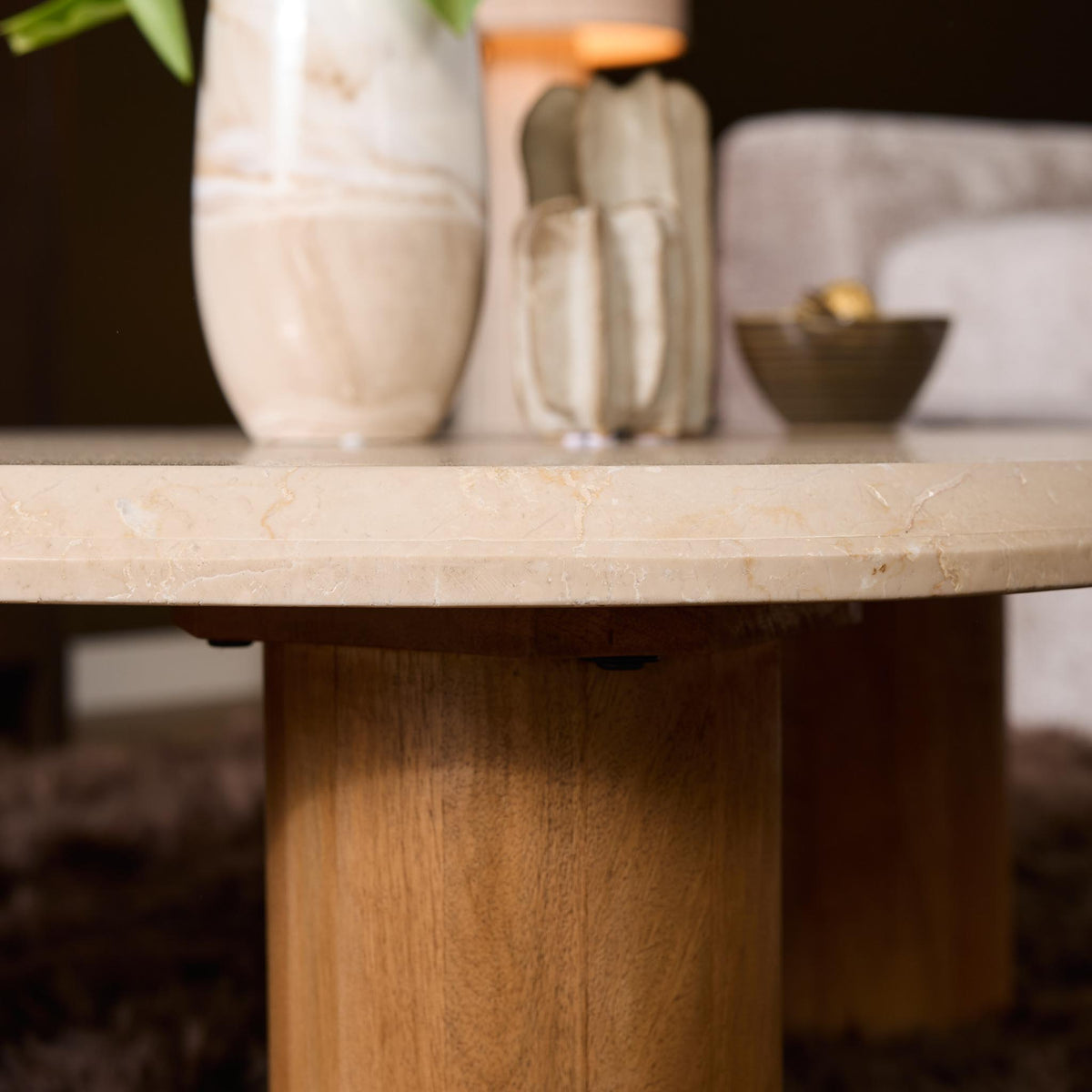 Table basse Nuvé Botticino Marbre Naturel 100cm Starfurn