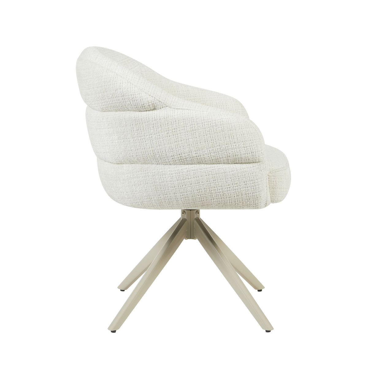 Chaise de salle à manger Bella en tissu blanc cassé avec accoudoirs Starfurn
