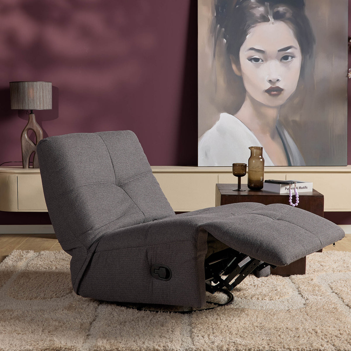 Fauteuil relax Lazy Tissu Gris foncé Starfurn