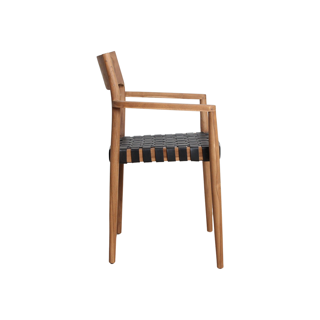 Chaise de salle à manger Freya avec accoudoirs, cuir noir, lot de 2, Raw Materials