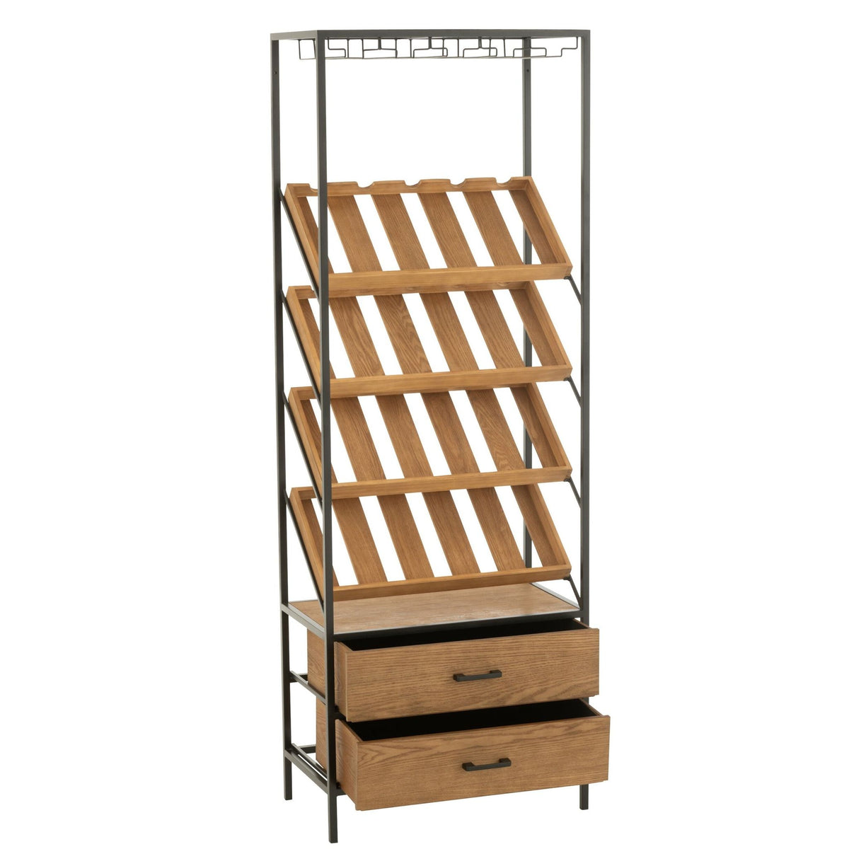 Meuble bar Wine Placage Naturel/Noir Large J-Line