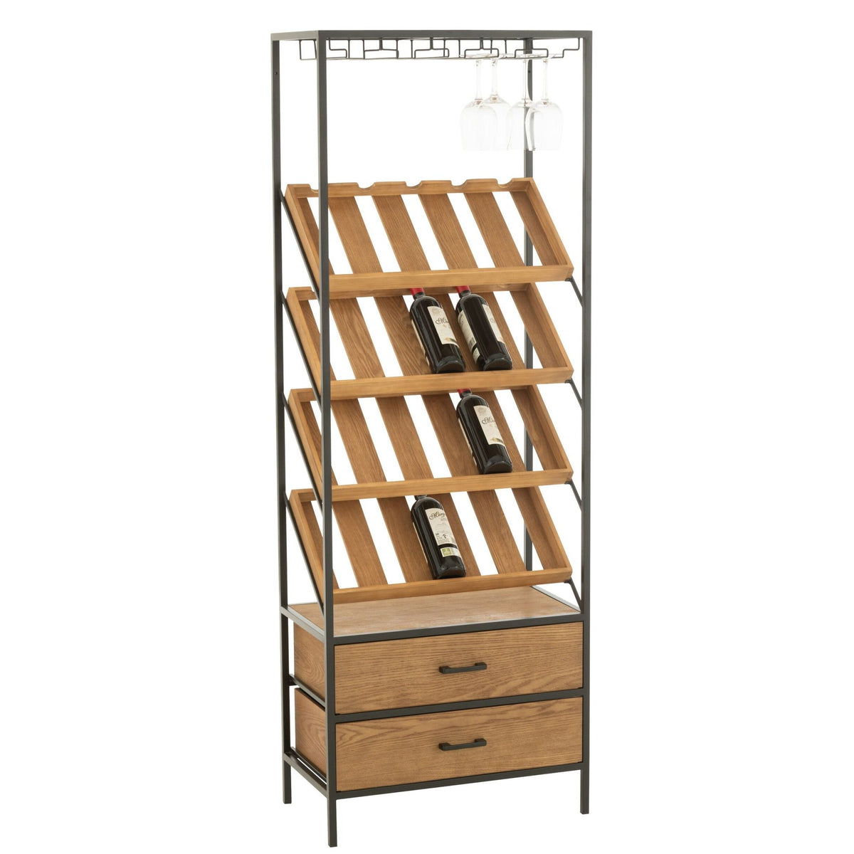 Meuble bar Wine Placage Naturel/Noir Large J-Line