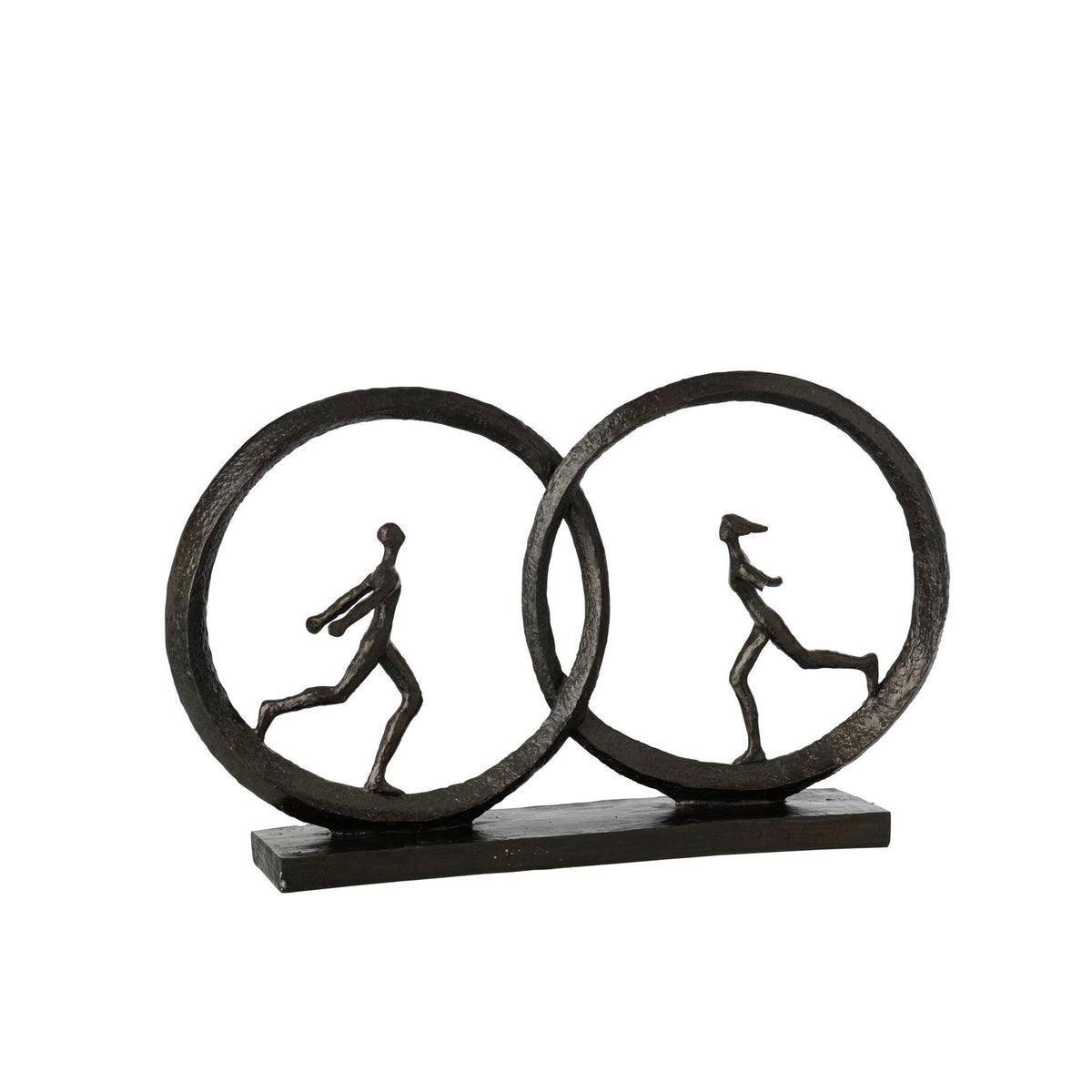 Figurine Couple dans un anneau en polyrésine noire J-Line