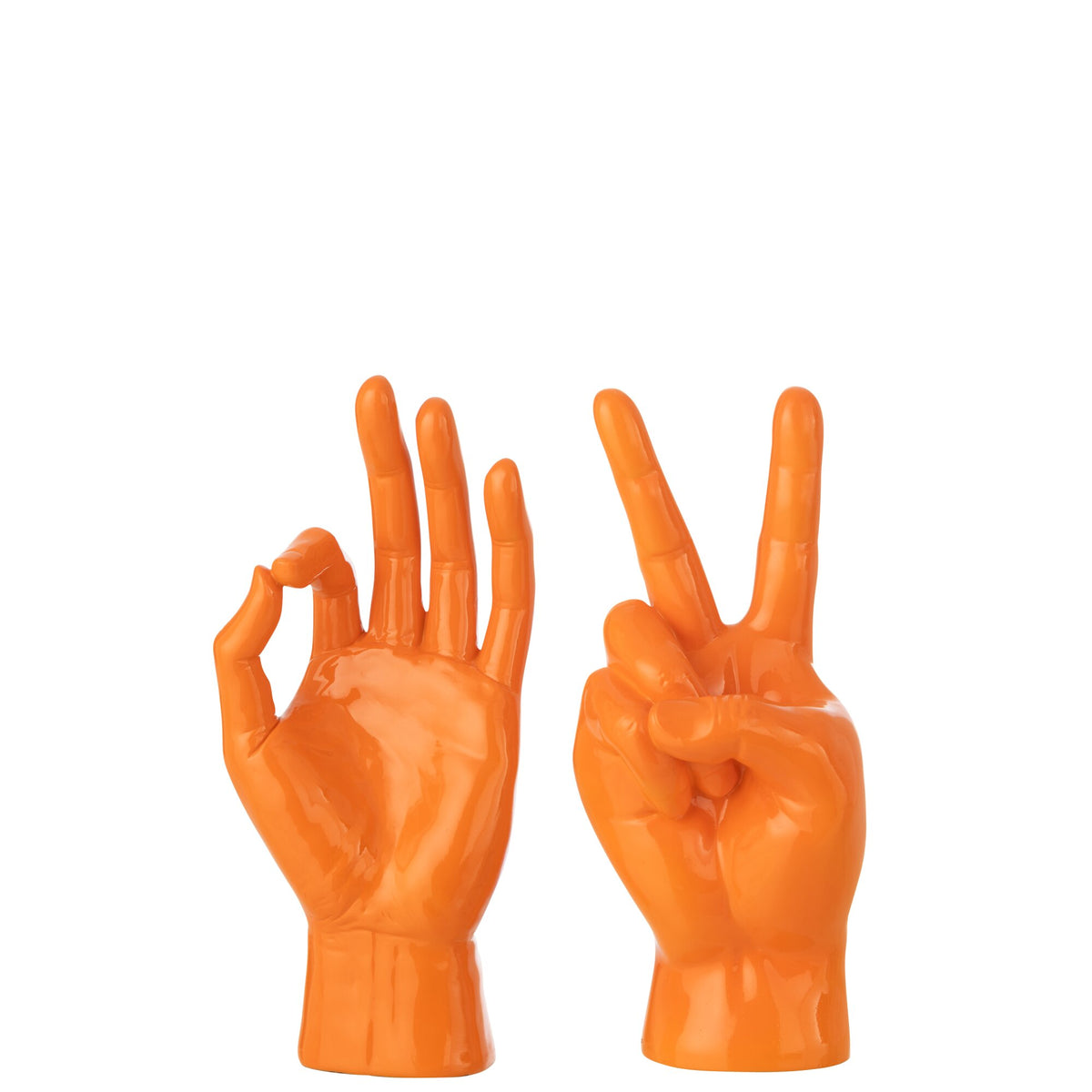 Figurine Langue des signes en polyrésine orange foncé assortiment de 2 J-Line