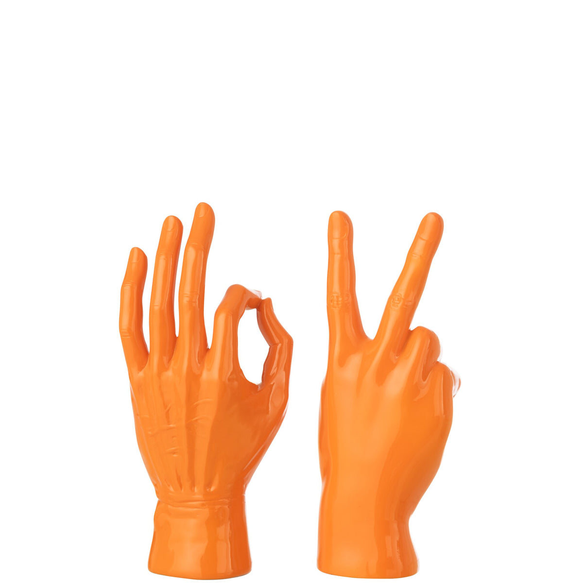 Figurine Langue des signes en polyrésine orange foncé assortiment de 2 J-Line