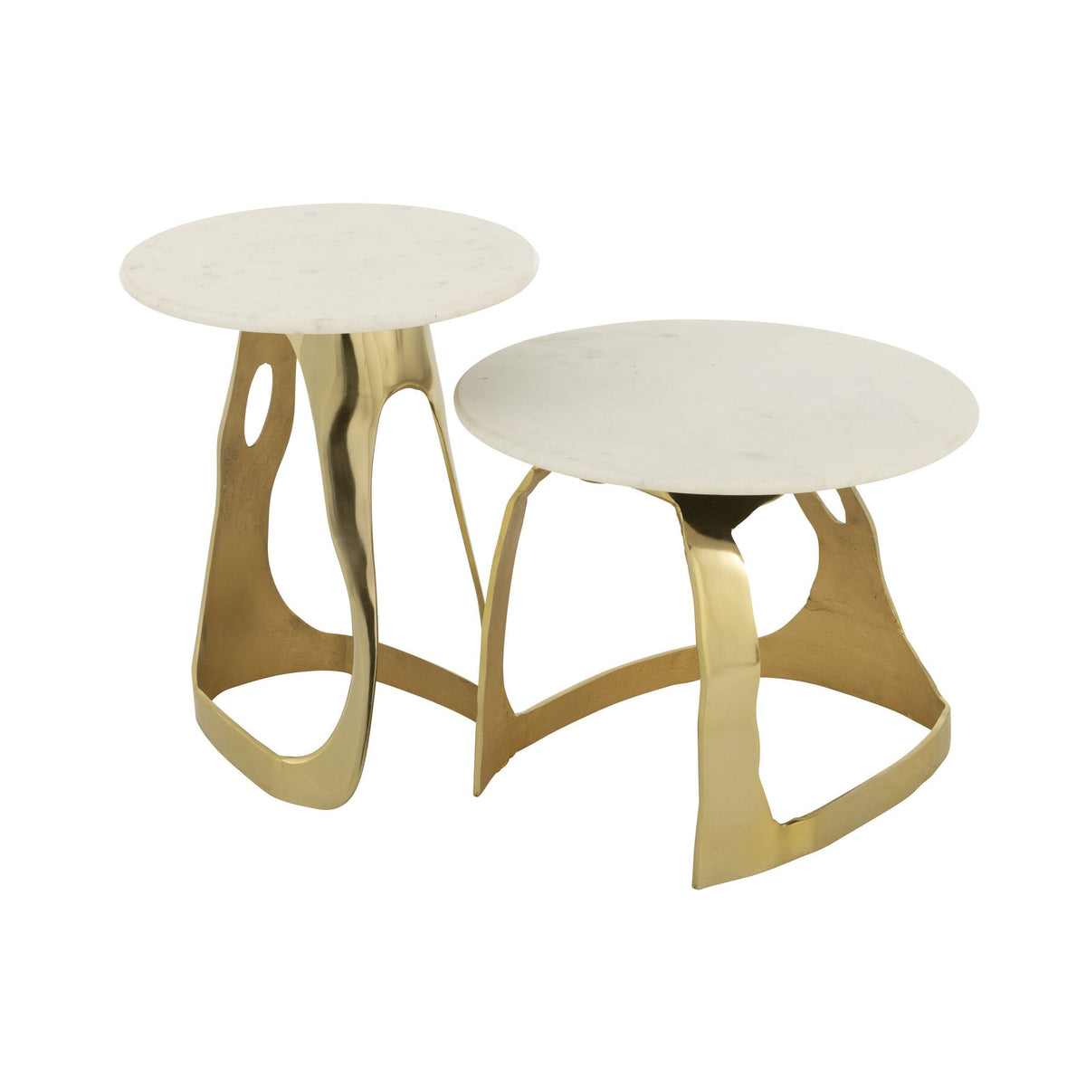 Bijzettafel Aluminium/Steen Goudkleurig/Wit Small J-Line