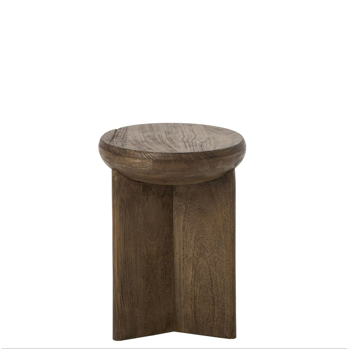 Bijzettafel Rond Mangohout Donkerbruin Ø32cm J-Line
