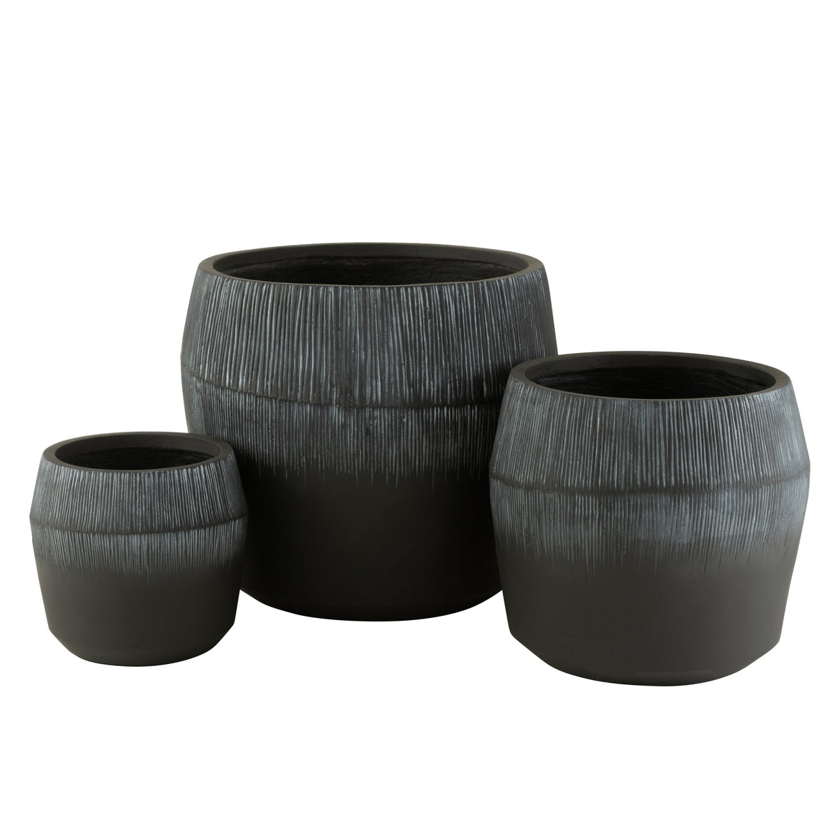 Lot de 3 pots en argile fibre noire J-Line