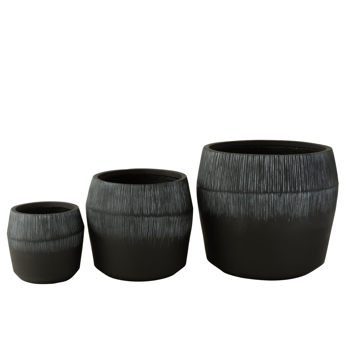 Lot de 3 pots en argile fibre noire J-Line