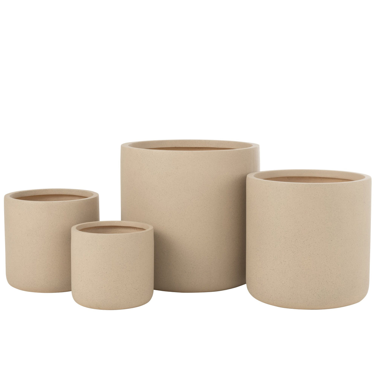 Lot de 4 pots de fleurs Dune en argile ivoire J-Line