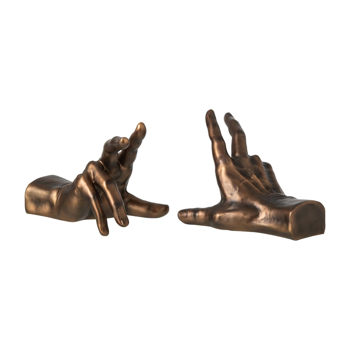 Serre-livres Mains Polyrésine Bronze Lot de 2 J-Line