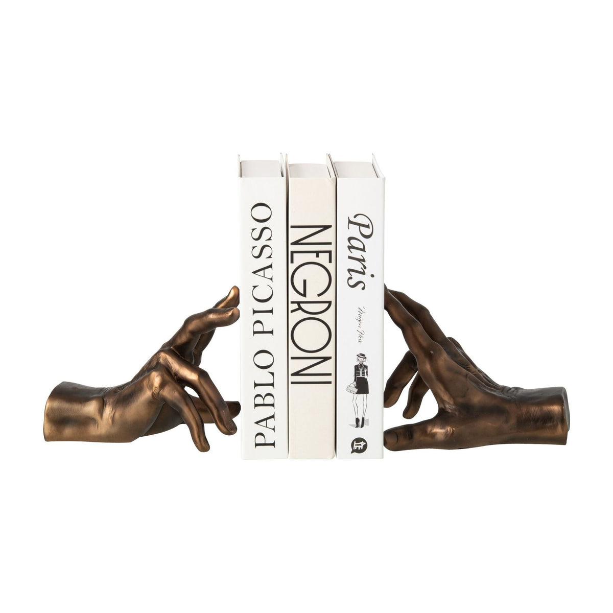 Serre-livres Mains Polyrésine Bronze Lot de 2 J-Line