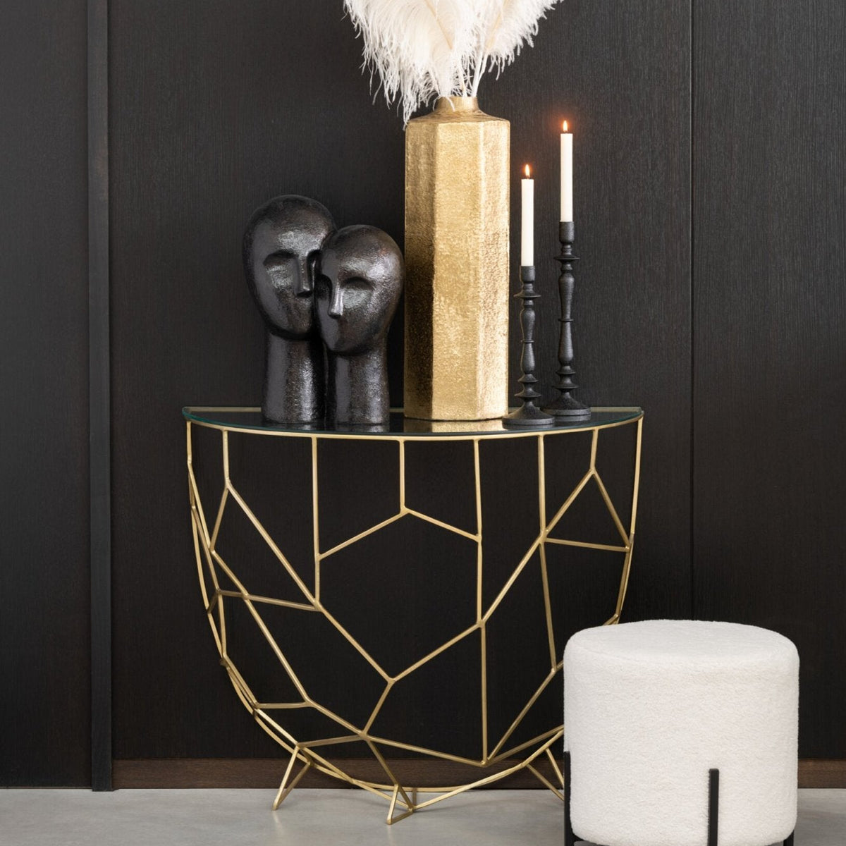 Console Moza Métal/Verre Or J-Line