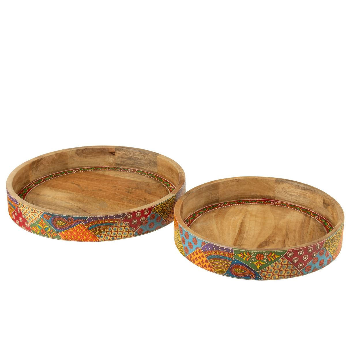 Lot de 2 plateaux Delhi en bois de manguier J-Line