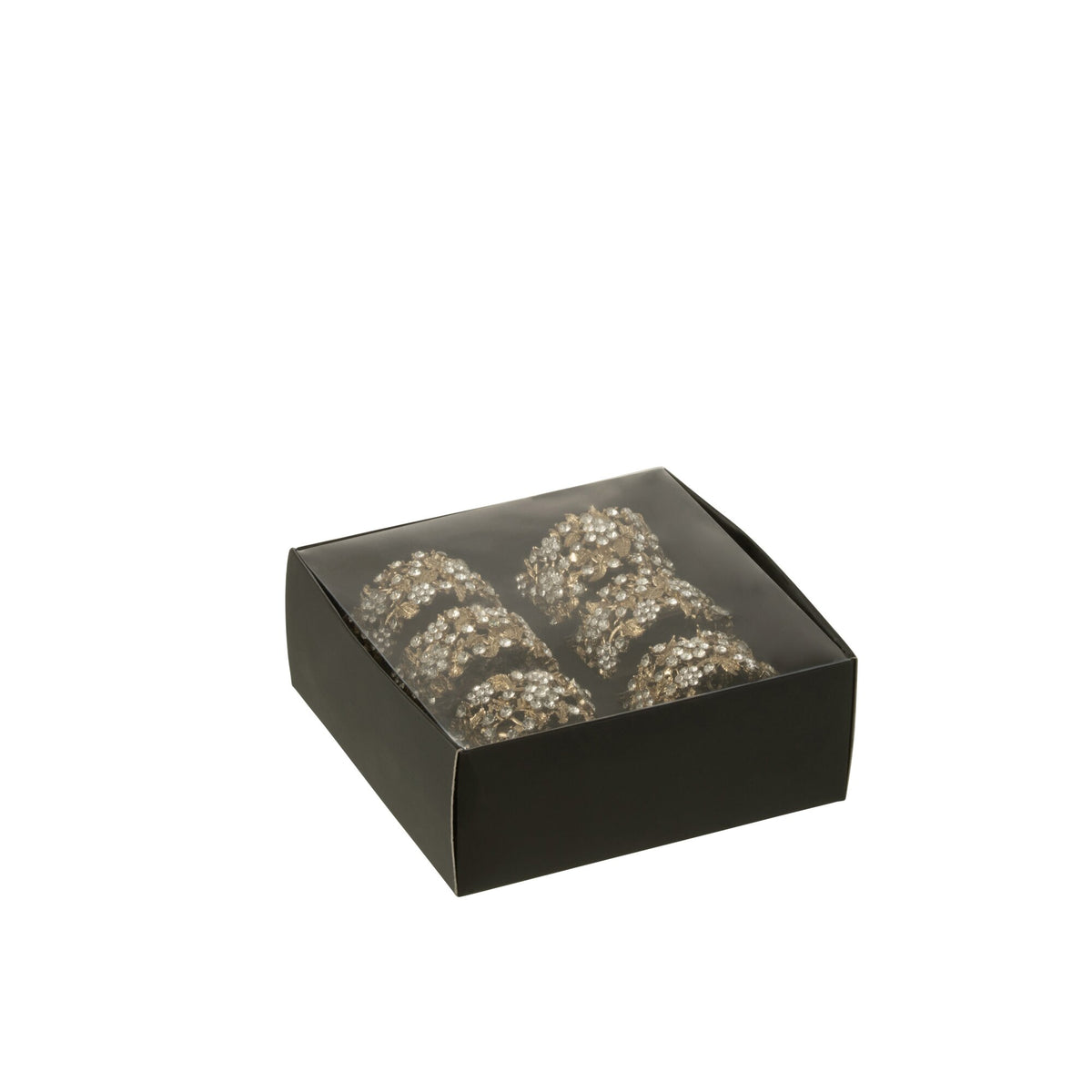 Boîte de 6 ronds de serviette larges en métal doré J-Line