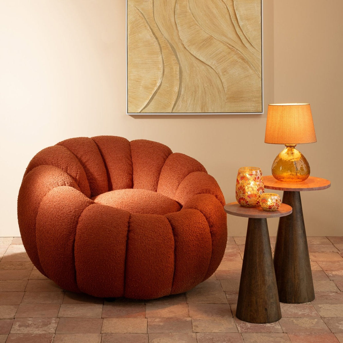 Fauteuil Flower Mousse Marron rouille J-Line