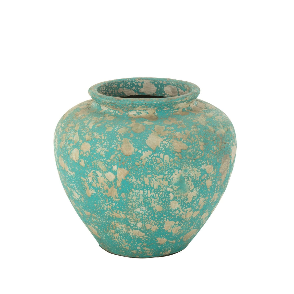 Pot de fleurs Antique Rond Ciment Azur J-Line