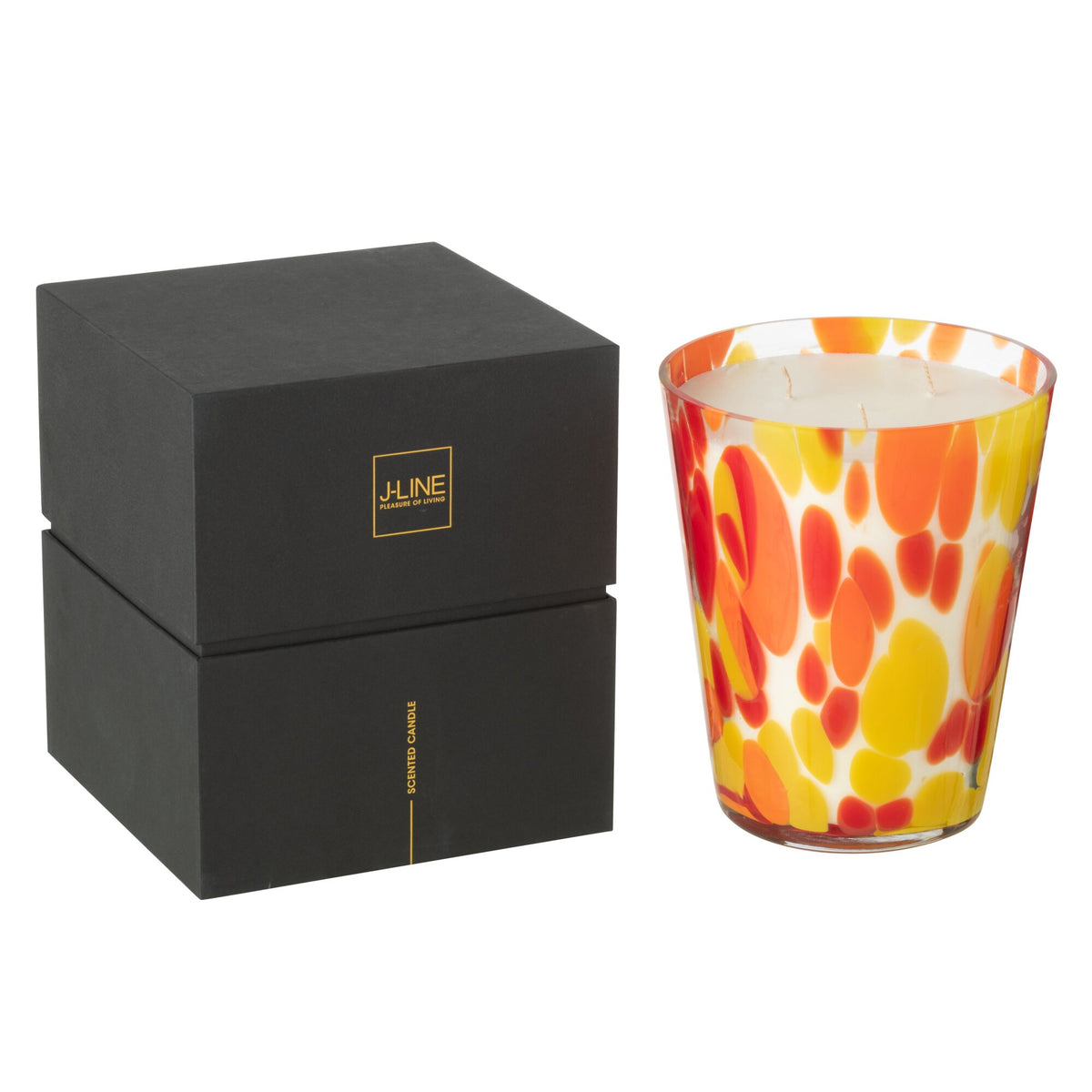 Bougie parfumée Noa Rouge/Jaune Large 95 heures J-Line
