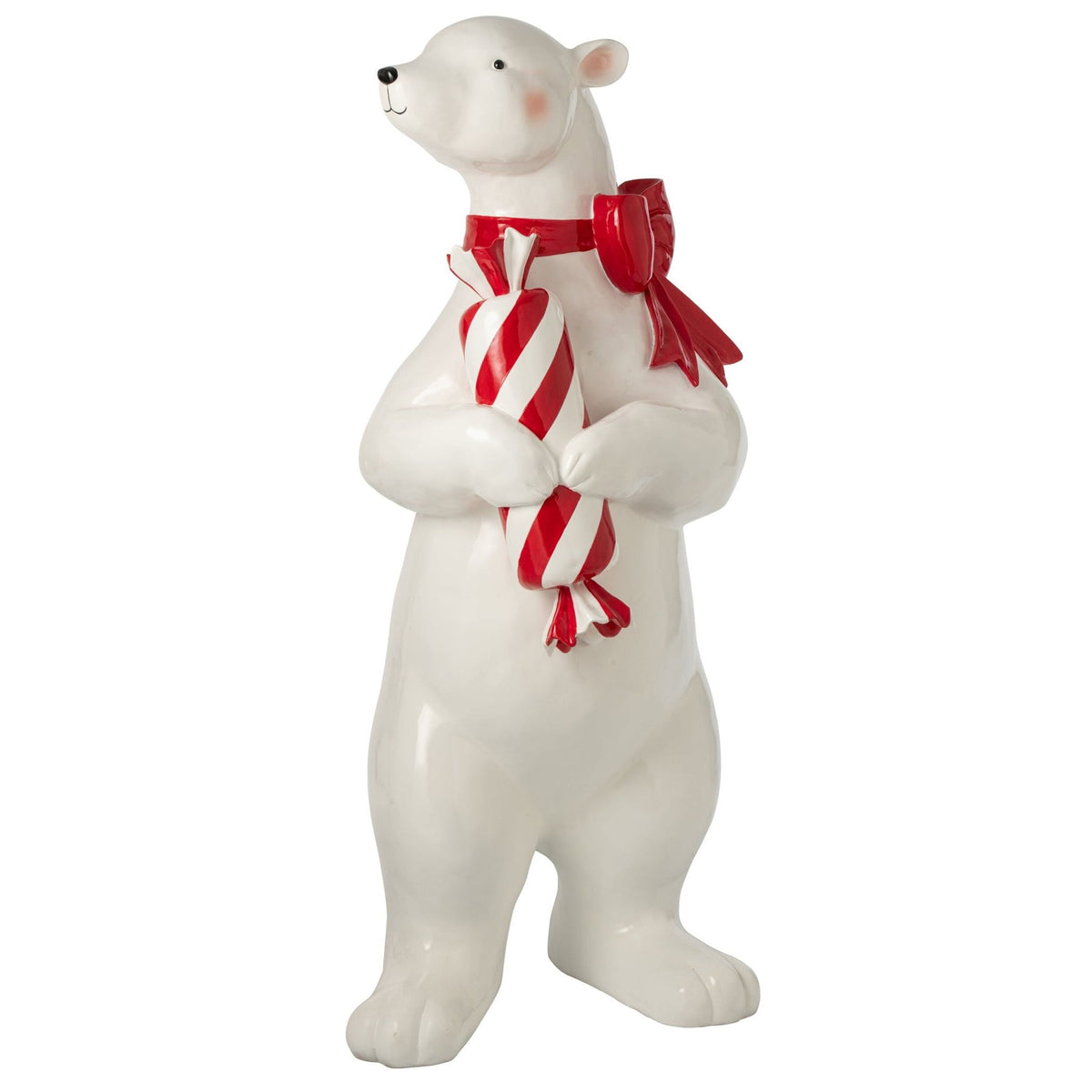 Ours polaire debout avec canne de sucre blanc/rouge Noël J-Line