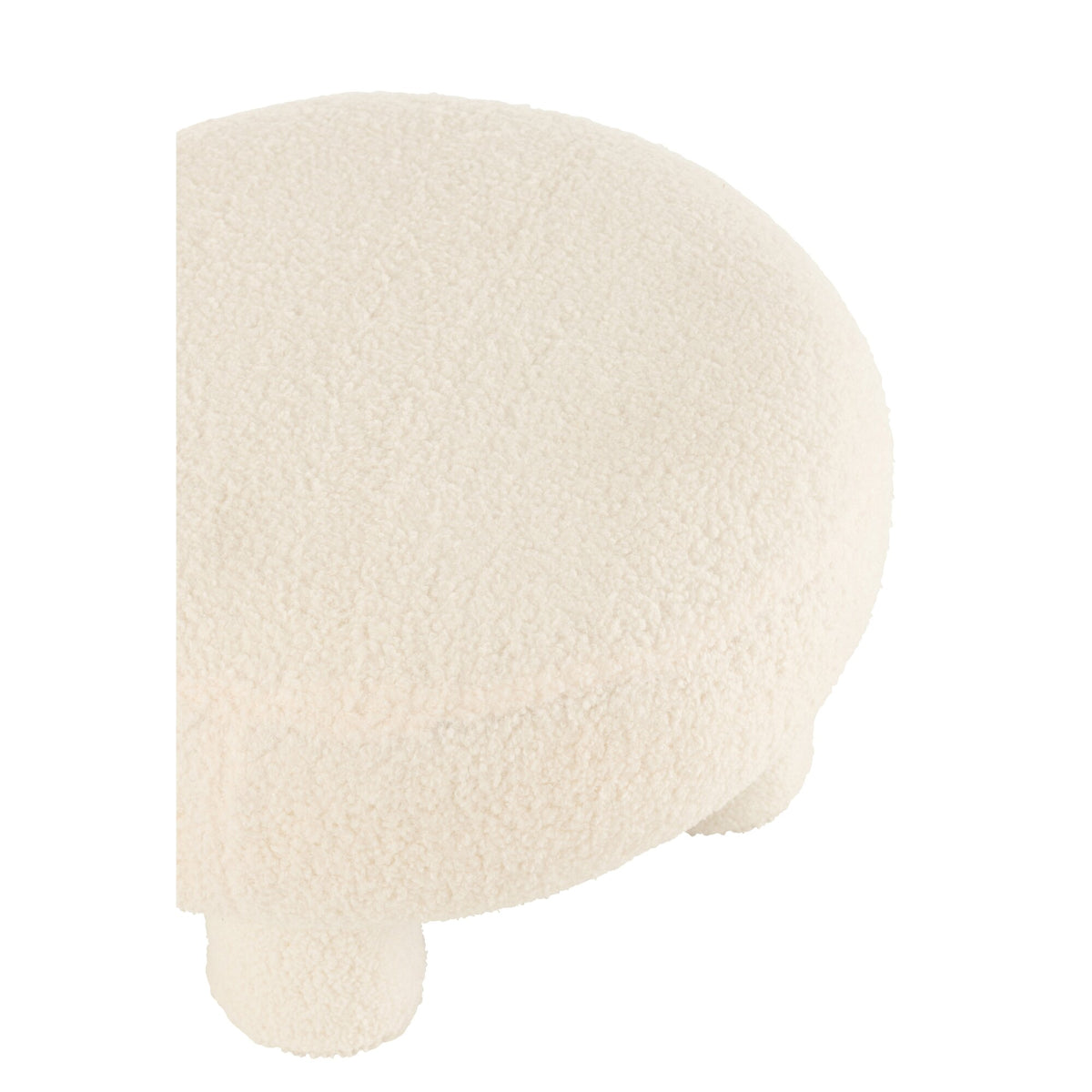 Tabouret J-Line rond en bouclé teddy blanc avec pieds J-Line