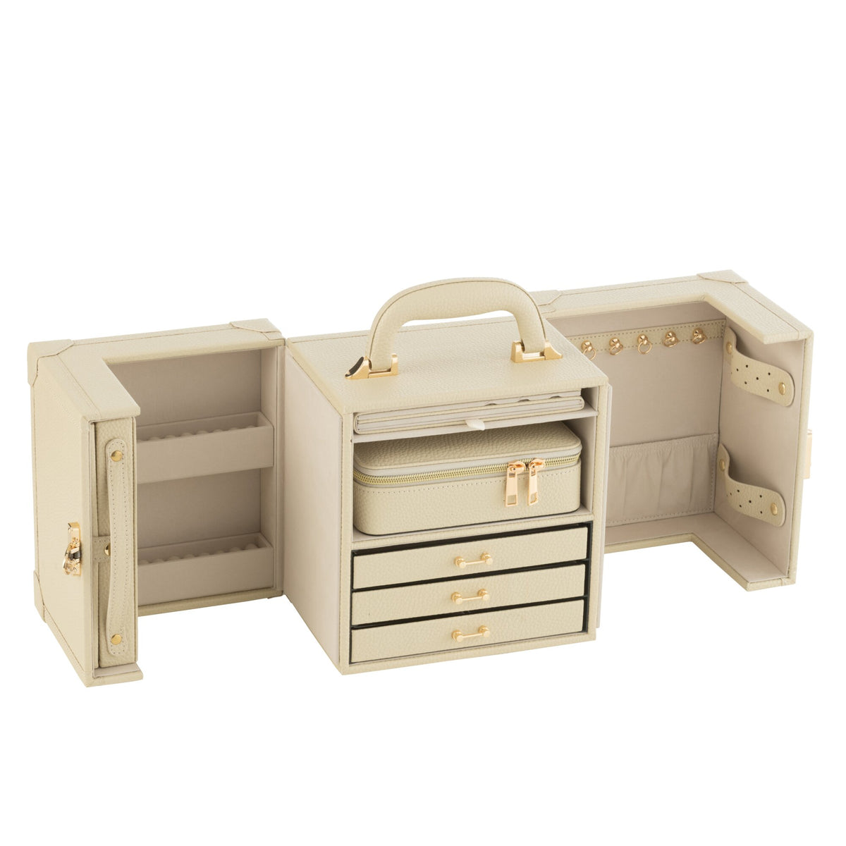 Coffret à Bijoux Avec Poignée Similicuir Beige J-Line