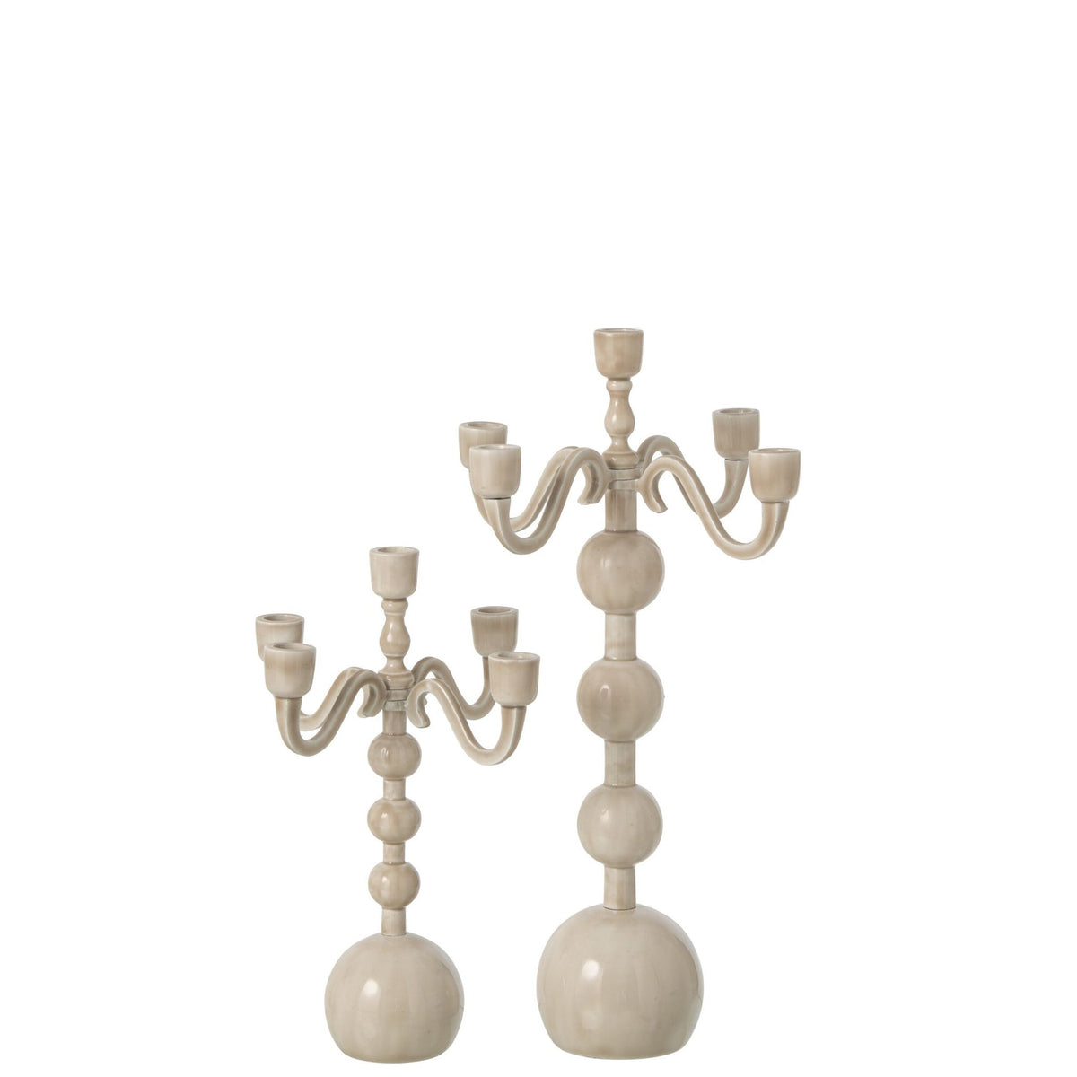 Bougeoir 5 branches boule aluminium beige clair Large J-Line