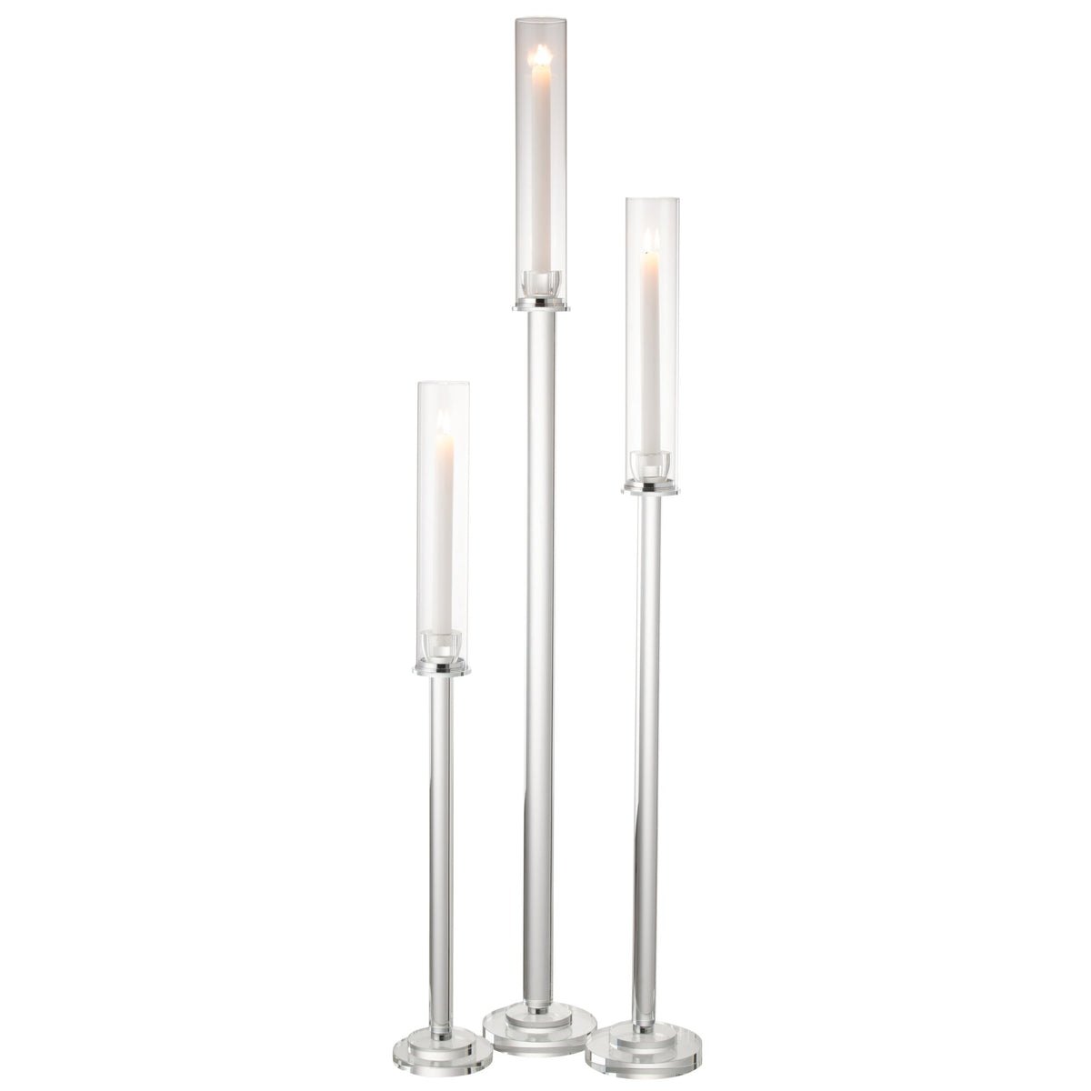 Bougeoir Moira Verre Transparent Large Diam14xH120cm J-Line