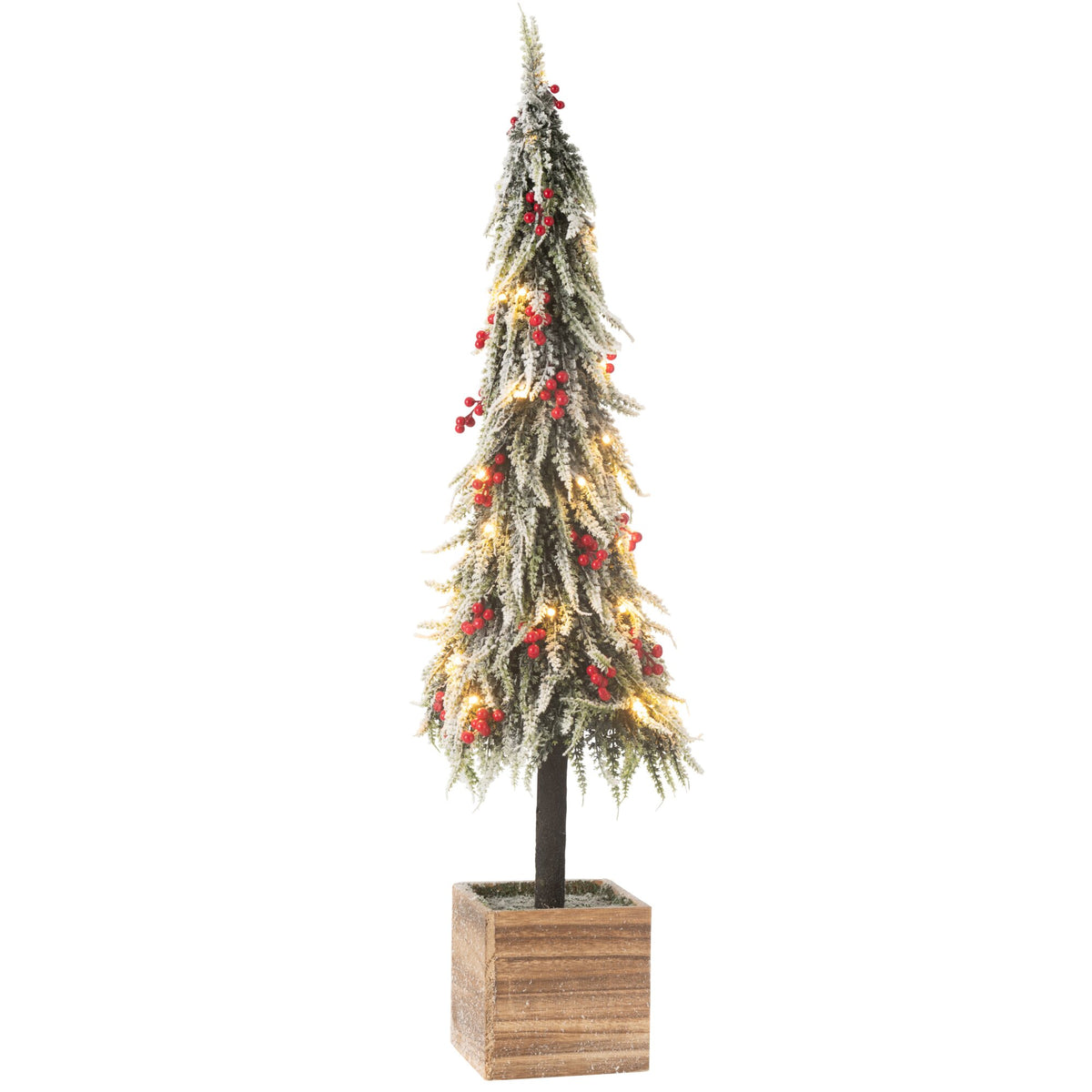 Sapin de Noël + neige artificielle LED vert/rouge extra large H95 cm J-Line