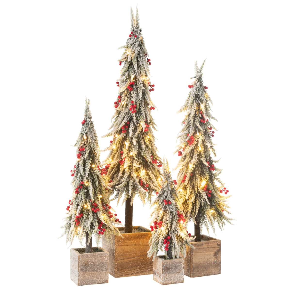 Sapin de Noël + neige artificielle LED vert/rouge extra large H95 cm J-Line