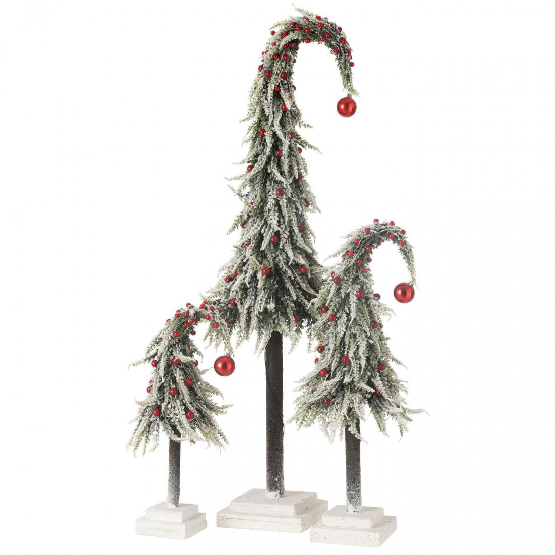 Kerstboom Muts+Led Kunststof Sneeuw Groen/Rood Small - Kerstboom - J-Line - livinglovely.nl