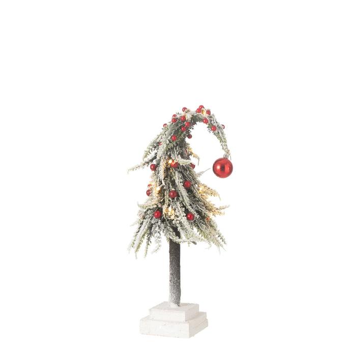 Kerstboom Muts+Led Kunststof Sneeuw Groen/Rood Small - Kerstboom - J-Line - livinglovely.nl