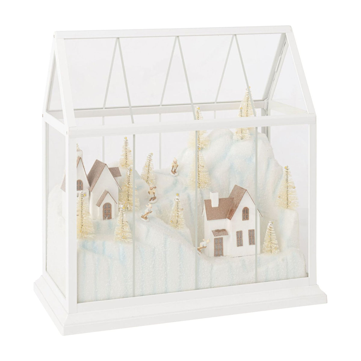 Village de Noël Verre LED Blanc/Or Large J-Line