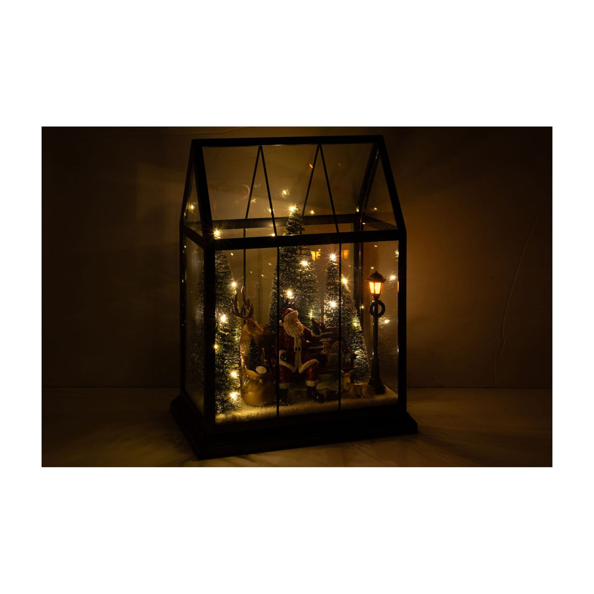 Père Noël LED avec Animaux Verre Multicolore Moyen J-Line