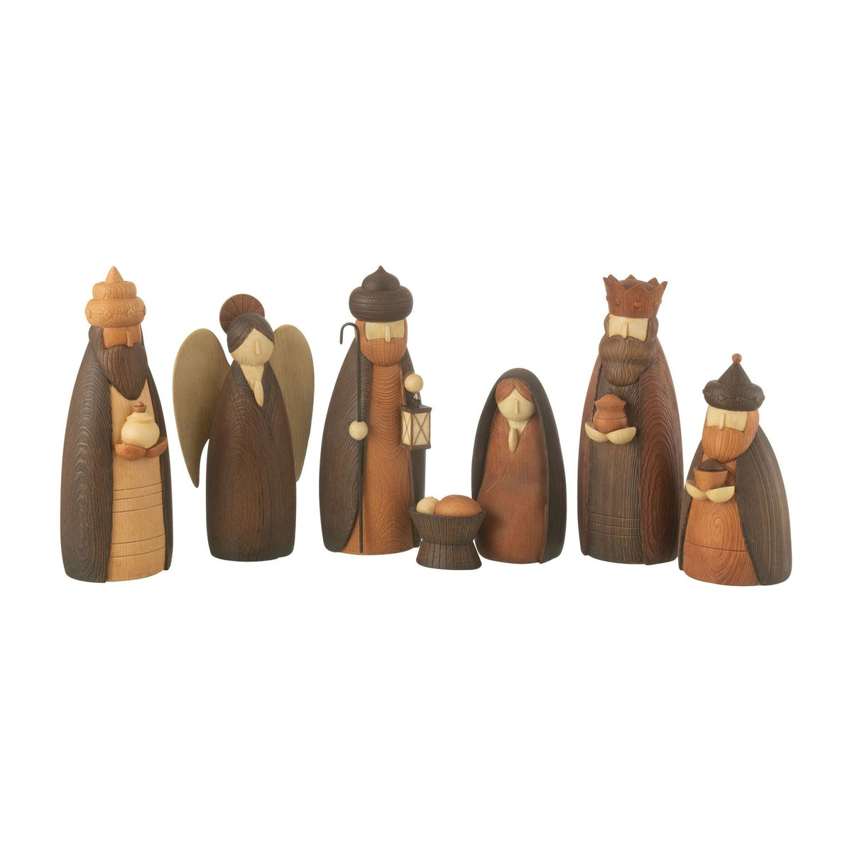 Crèche de Noël 7 Pièces Résine Marron J-Line