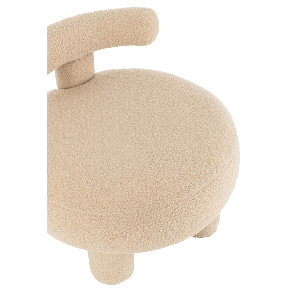 Tabouret Rond Avec Dossier Bouclé Beige Chaud J-Line