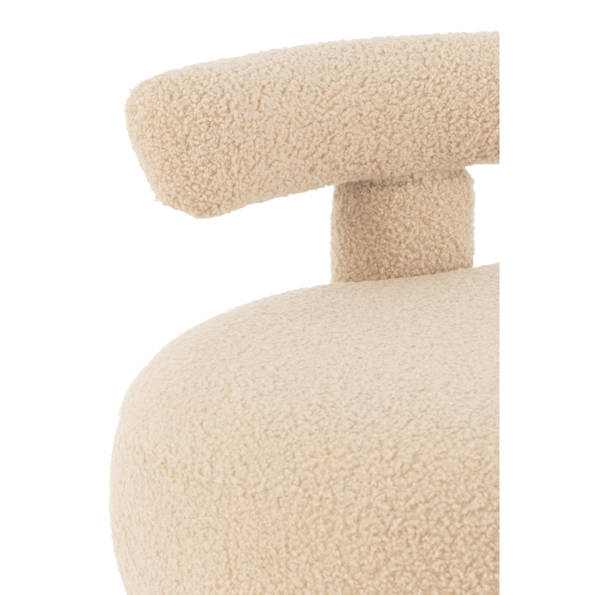 Tabouret Rond Avec Dossier Bouclé Beige Chaud J-Line